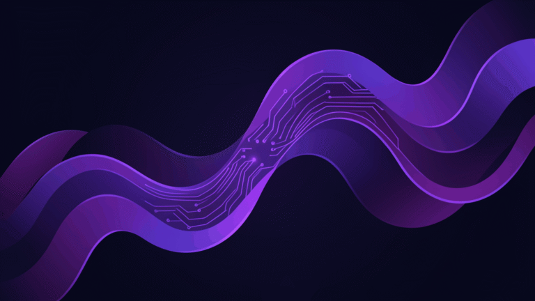 Abstract comparison between AI book writing service and traditional ghostwriter with dual purple flowing forms on dark navy background