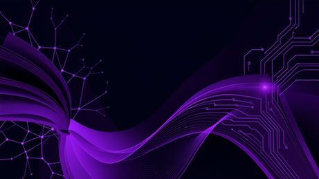 Abstract purple and navy digital art representing AI writing technology for authors